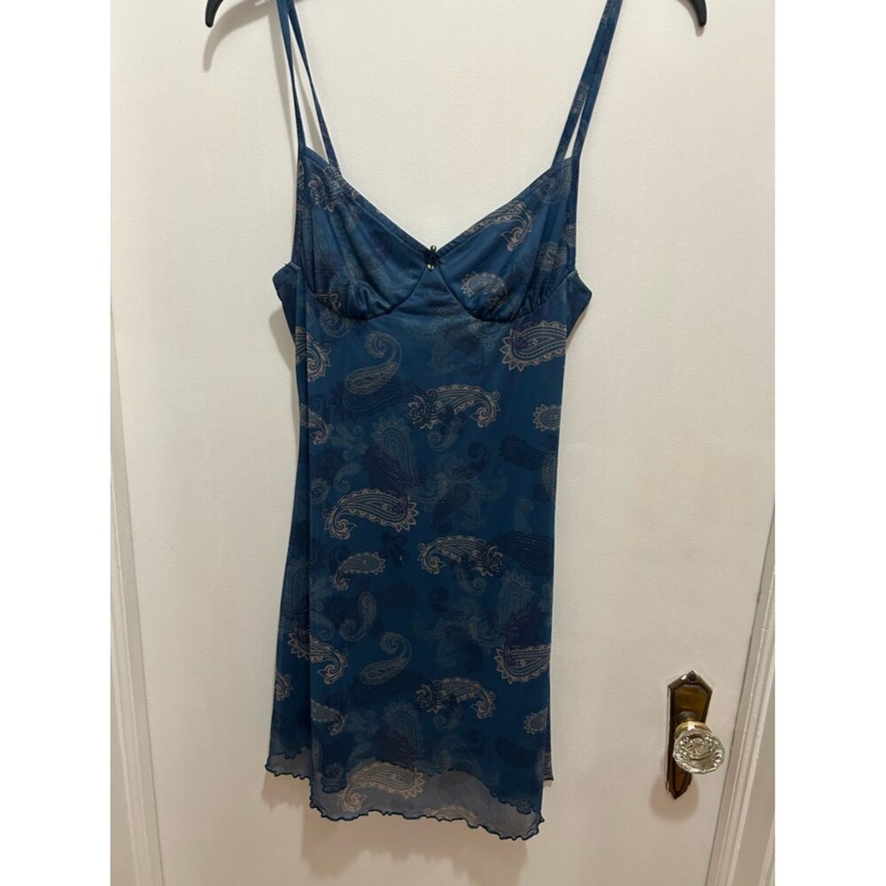 Cider Teal Paisley Satin Slip Dress